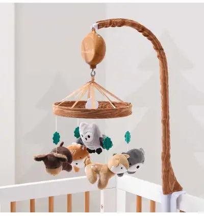 Woodland creatures crib mobile, spins and plays nursery rhymes.