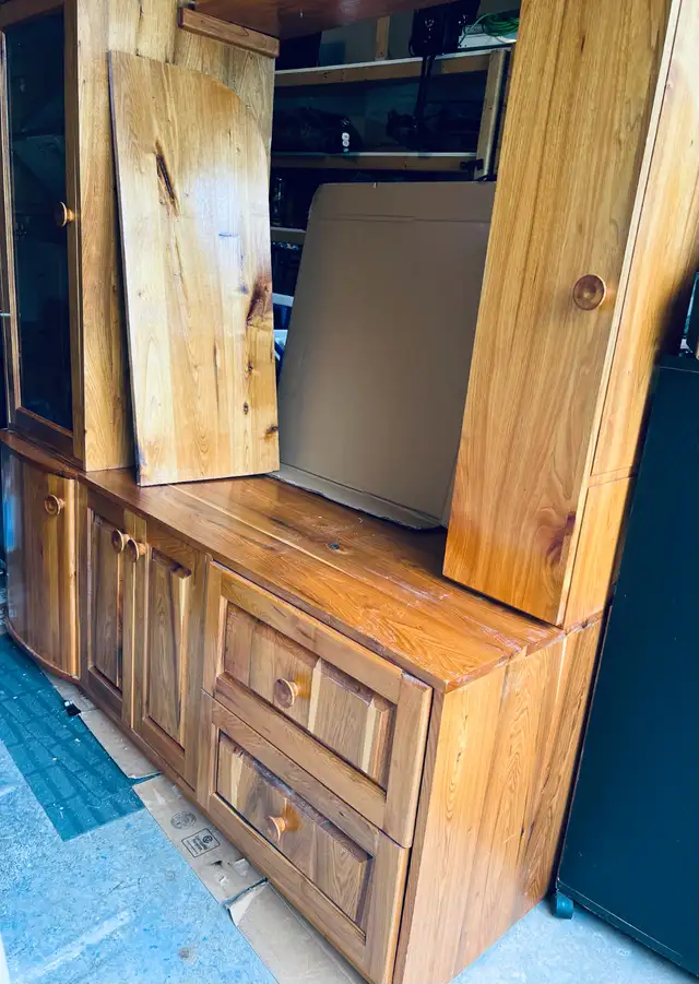 Vintage Solid Walnut Wall Unit Cabinet Handcrafted in TV Tables & Entertainment Units in Gatineau - Image 7