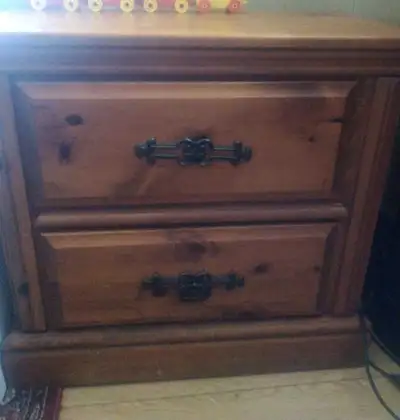 Small solid wood dresser or side table in good condition. Asking $100.