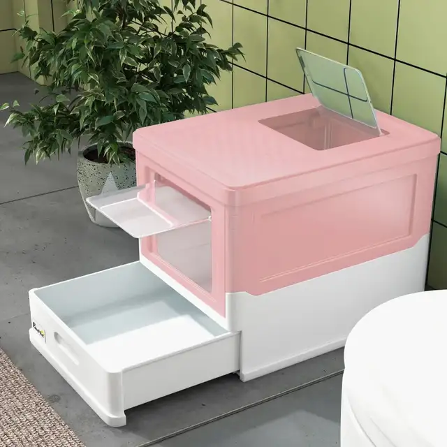 18.7"L x 14"W x 14.5"H, Top Entry Enclosed Kitty Litter Box,Pink in Other in Markham / York Region - Image 9