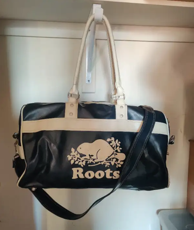 Roots Navy Blue Leather Duffle Bag, View more