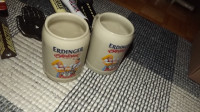 2 ERDINGER GERMAN BEER STEINS/LARGE CERAMIC BEER MUGS