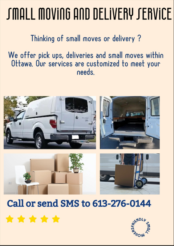 Reliable Small Moving and Deliveries in Moving & Storage in Ottawa