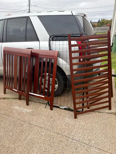 Wooden crib with mattress, View more