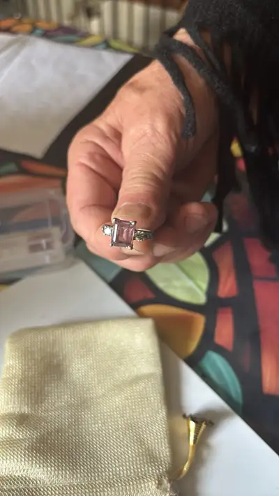 faux 5 carat cubic diamon ring silver , View more