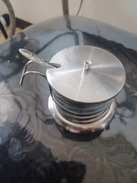 Brand new. Glass Jar with Stainless Steel Lid &amp; Spoon