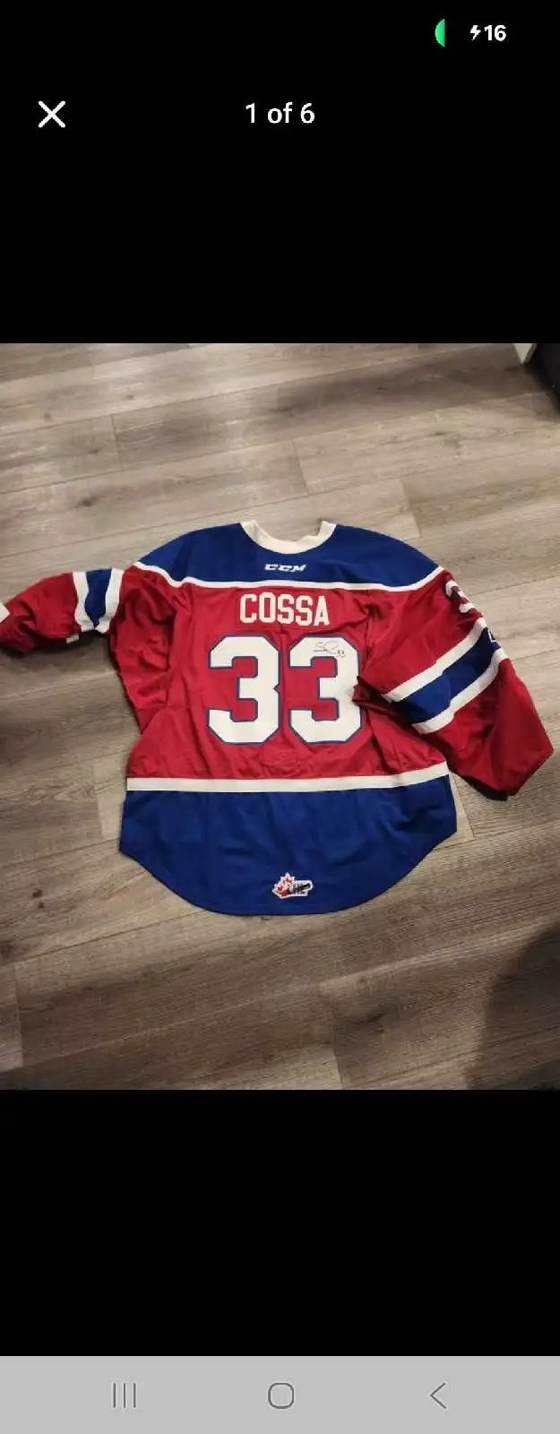 Sebastian Cossa Game Issued Jersey