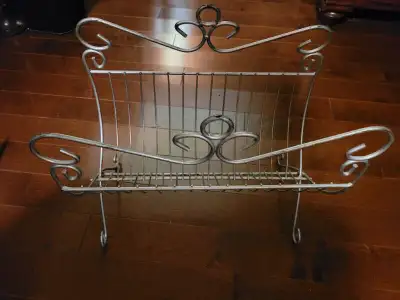 Silver Tone Metal Magazine Rack, View more