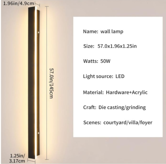 Grande Applique murale d'extérieur moderne DEL 57 pouces, NEUF in Indoor Lighting & Fans in Québec City - Image 4