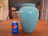 Beautiful LARGE Arts & Crafts Turquoise Pottery Oil Jar c1920-30