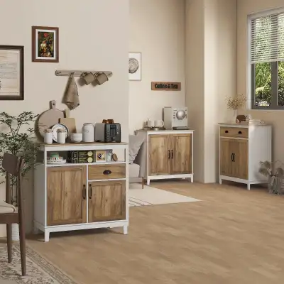 Wood grain Farmhouse Sideboard, Storage Cabinet Drawer 2 Doors , View more