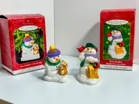 Snow Buddies 1998 & 2000, Hallmark Christmas Ornaments, Like New