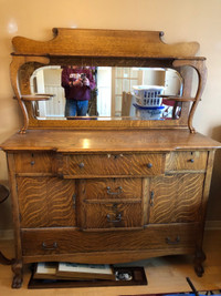  Beautiful antique tiger maple sideboard/buffet!