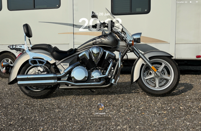 sleek looking and lots of chrome. has racks for saddle bags