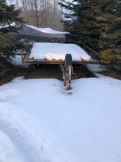 2 place tilt deck snowmobile trailer, wheel bearings just repacked, good decking. Lights/wiring do n...