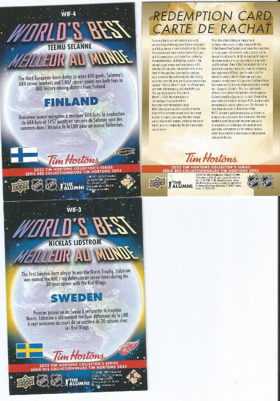 2022/23 TIM HORTONS WORLD'S BEST AND REDEMPTION CARDS Arts