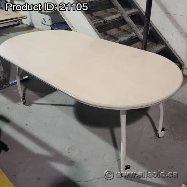 Blonde Rolling Oval Training Table 72x30 in Other Tables in Calgary - Image 2