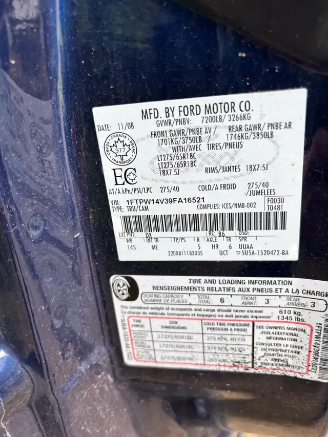 2009 Ford F150 XLT525767036791040001