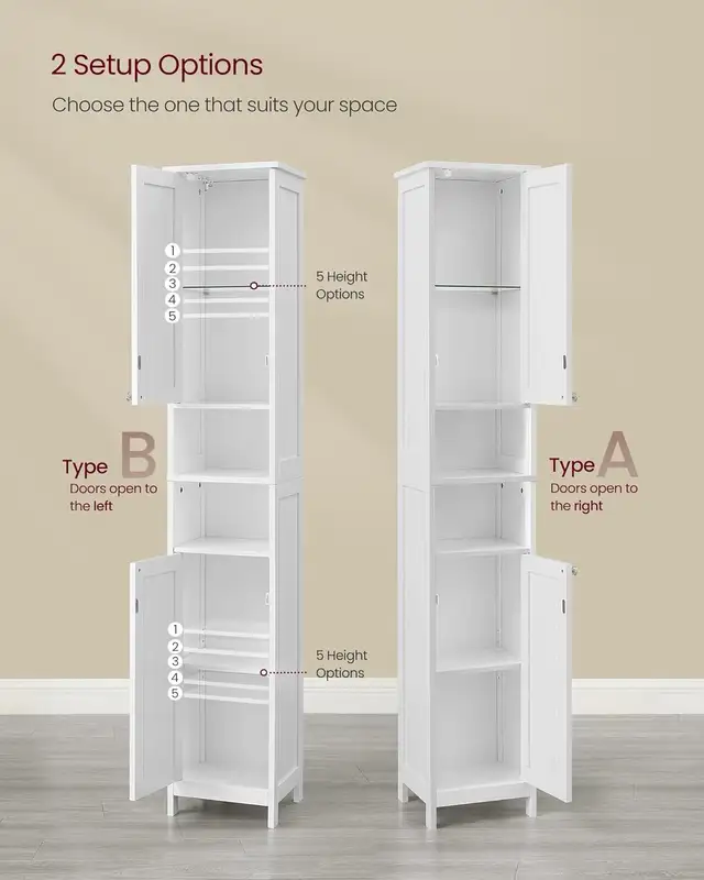 VASAGLE Tall Bathroom Cabinet with Lights, Slim Bathroom Storage in Bathwares in Markham / York Region - Image 4