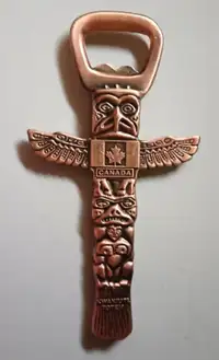 Vintage Copper Totem Pole Bottle Opener Kwakiutl Thunderbird