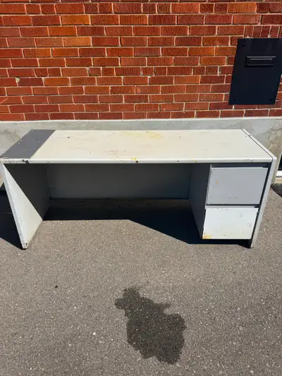 Heavy-Duty Large Metal Office Desk with 2 Drawers – Industrial, View more