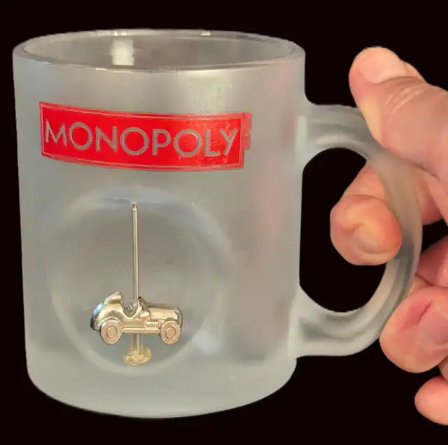 Vtg Frosted Glass Monopoly Collectible Coffee Mug w/3D Race Car! in Arts & Collectibles in London - Image 7