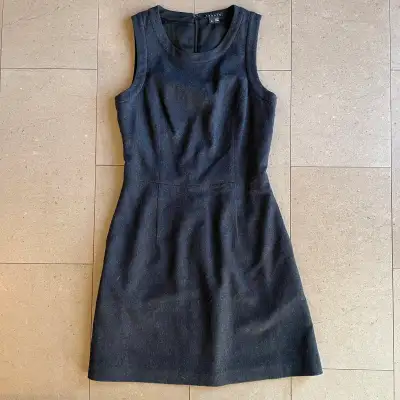 Theory Caileen Corbel Charcoal Grey Stretch Wool Sheath Dress-0, View more