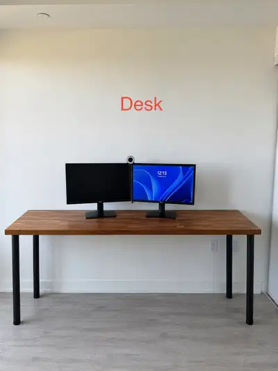Large Wood Office Desk with Black Metal Legs, View more