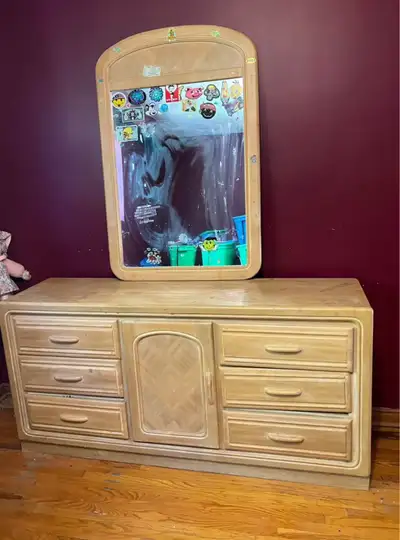 Wood dresser with mirror, View more