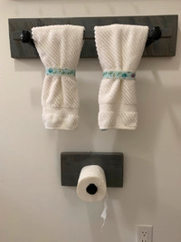 Barn Board Towel Rack with Toilet Roll Holder