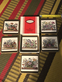 Set of six vintage Pimpernel floral array coasters 