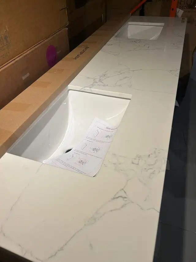 72” Double Bathroom Vanity Sink Cabinet Marble Top - Brand New in Cabinets & Countertops in Oakville / Halton Region - Image 7