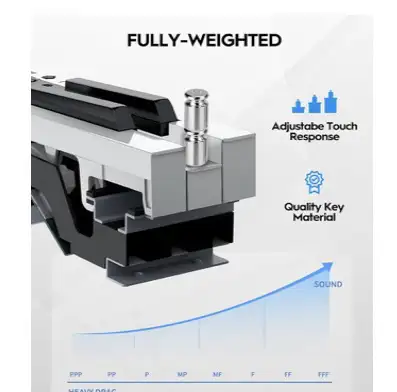 STRICH Digital Piano 88 Keys, Hammer-Action Weighted Keyboard in Pianos & Keyboards in Calgary - Image 4