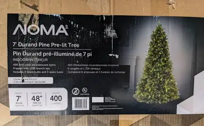 NOMA Durand Pine Pre-Lit Christmas Tree, 7-ft, like new., View more