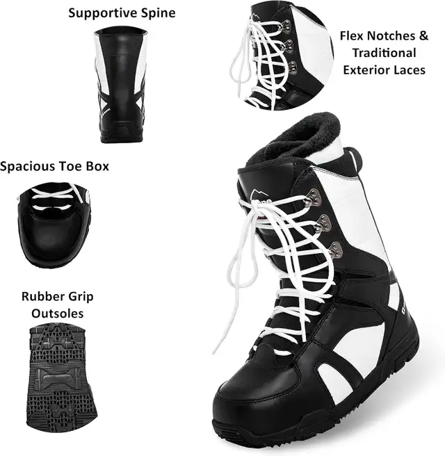 Alpine Swiss Men’s Snowboard  Boots Black & White (SIZE 8) in Snowboard in City of Toronto - Image 5