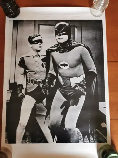 Adam West and Burt Ward as batman and robin from the hit 1960s tv series. Black and white poster 20"...
