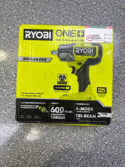 Ryobi P262 18V Brushless 1/2” Impact Wrench New in Box, View more