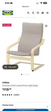 POÄNGArmchair, birch veneer/Knisa light beige from ikea, View more