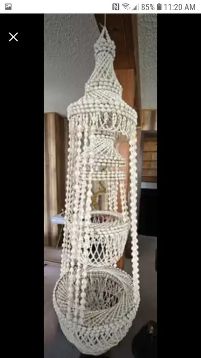 48" Vintage Seashell Hanging Plant Holder Chandelier Decore, View more