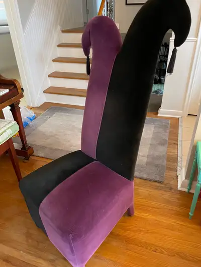 Used designer “jester” “joker “ chair. 20”x20” seat 56” tall Could use a patch job. Clean house orig...