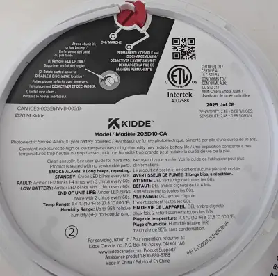 Wireless smoke detector newly Kidde 20SD10-CA, View more