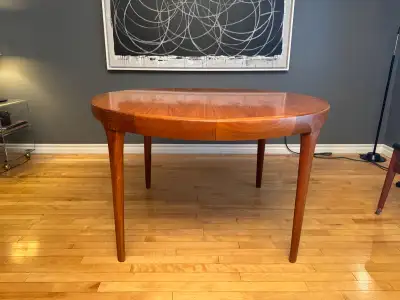 MCM Danish Teak Round Expandable Dining Table, View more