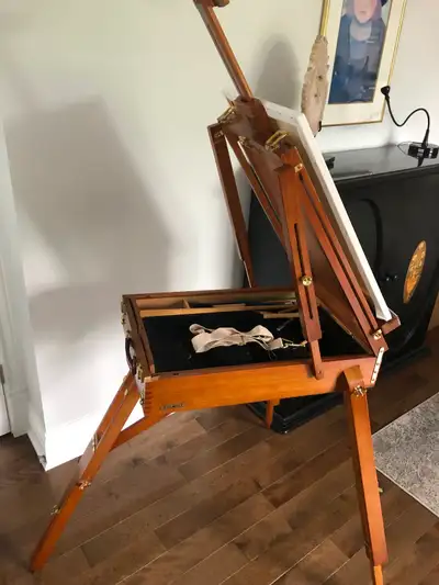 Chevalet portable tout équipé 16 pièces d’accessoires 23 pinceaux 1 palette d’artiste 16 petits tube...