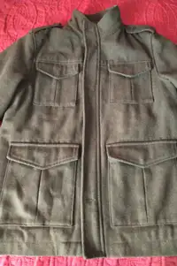 Men's winter Jacket Coat Green Vintage Military Style size M >>