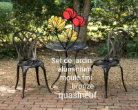 Set jardin aluminium moulé quasineuf 3 mcx 23.6"x26.7"H