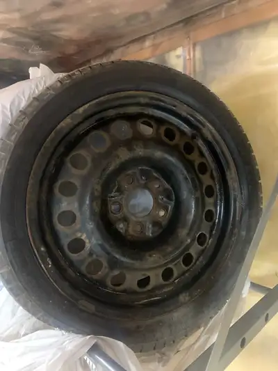 4 P215 45/R17 winter tires c/w steel rims. 6/32” tread left. 5 - 4.5” bolt pattern. Cash only. Pick...