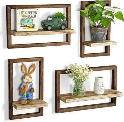 Wood Shelves Set of 4, Brown, View more