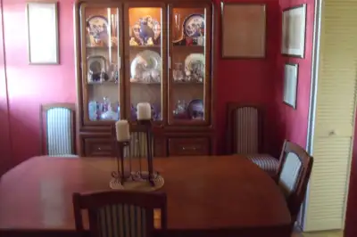 8pce Dining room suite with extra leaf., View more