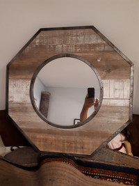 Wall Mirror- Round Shape in Octagon Solid Wood Frame by Pier 1