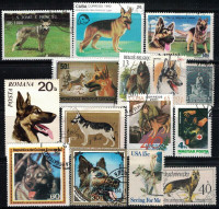 Dog, German Shepherd Stamps, 15 Different